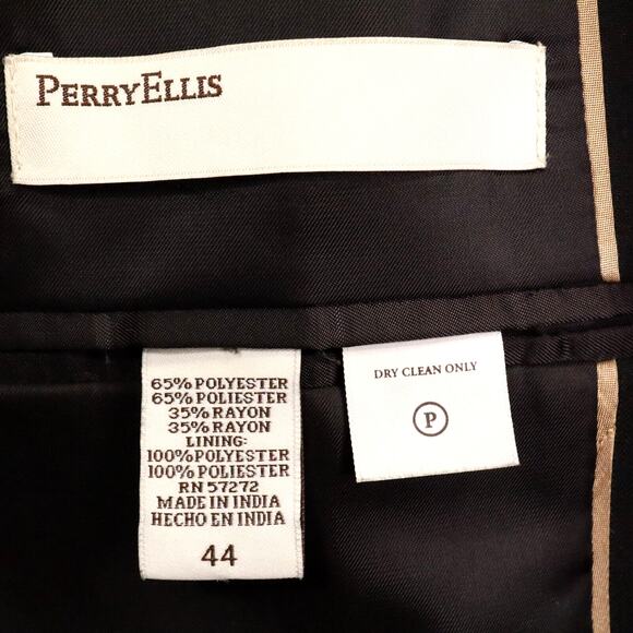 Perry Ellis Sport Coat Mens 44R Brown Windowpane Jacket Blazer Lined Career - Picture 3 of 15